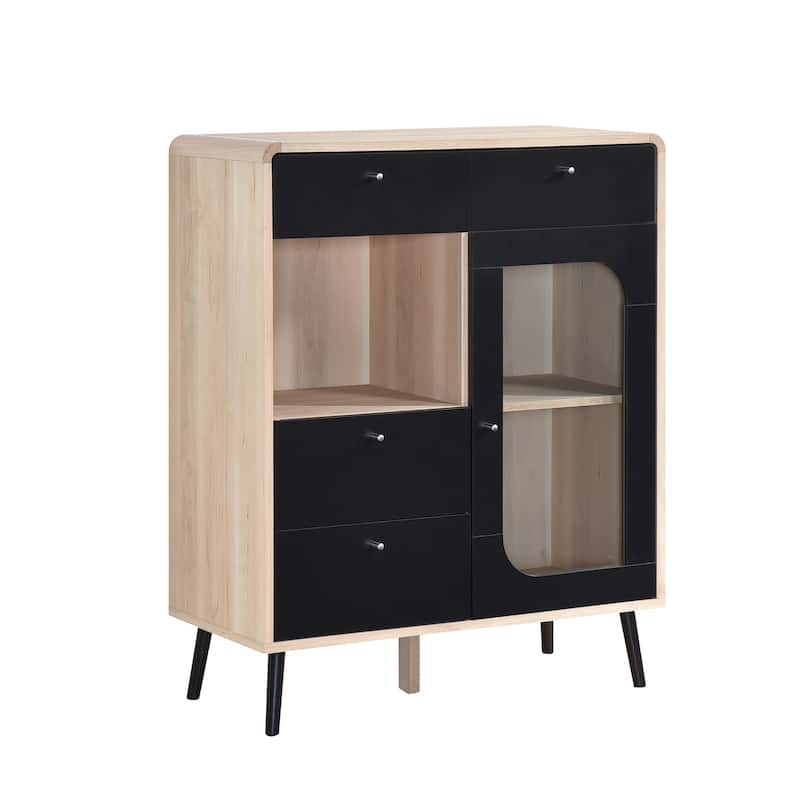 Nathan Wood Sideboard Storage Cabinet with Drawers and Door - 34"L x 16"W 42"H