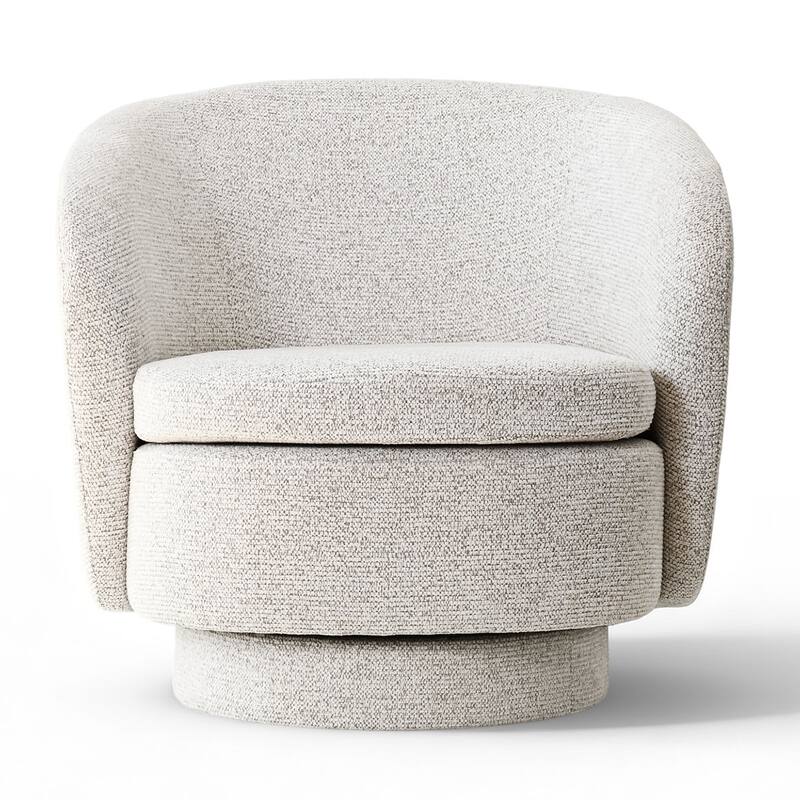 Upholstered 360° Swivel Barrel Chair with Curved Backrest