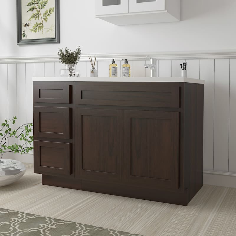 Vanity Art 54" Oak Freestanding Bathroom Vanity Cabinet without Top