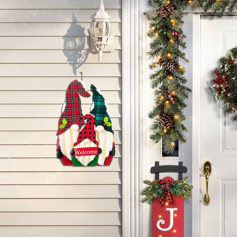 Glitzhome 30"H Metal Christmas Snowman or Gnome Family Yard Stake