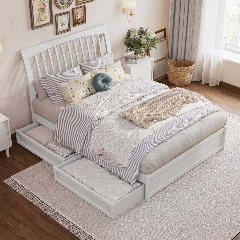 Roslyn Platform Bed with Panel Footboard and Storage Drawers