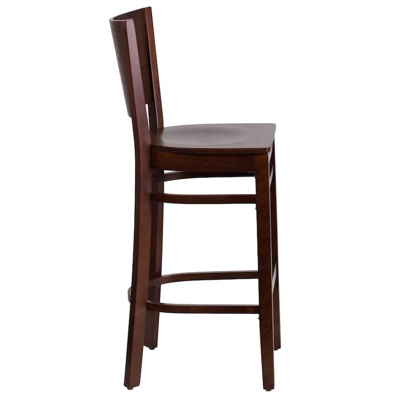 Solid Back Wooden Restaurant Barstool - 16.75"W x 18"D x 43.5"H