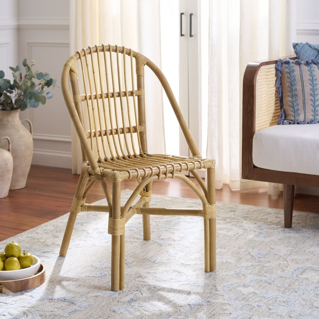 SAFAVIEH Oksana Woven Accent Chair, Rattan Arm Chair for Living Room, Dining and Bedroom - 20"W x 21"D x 35"H