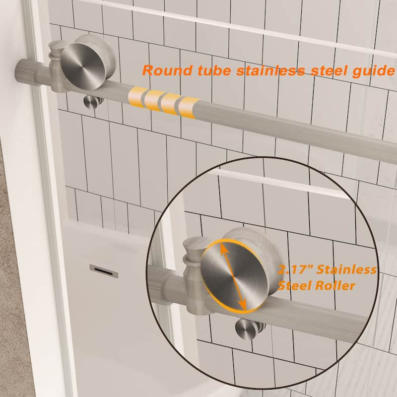 60"W x 76" H Frameless Shower Door with 1/4 "Tempered Glass,Handle