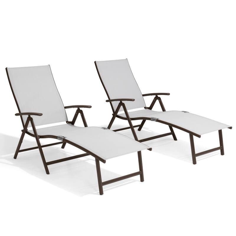 Outdoor Aluminum Folding Recliner Adjustable Chaise Lounge Chairs - See Picture