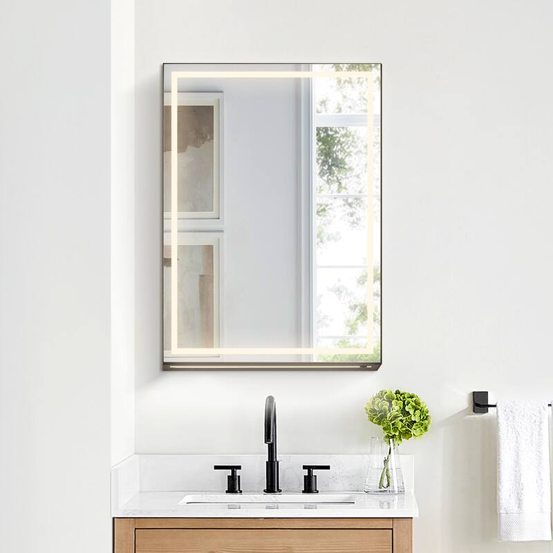 Hesili Rectangular Frameless LED Lighted Bathroom Mirror Medicine Cabinet