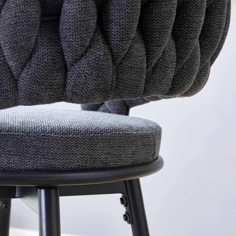 Set of 2 Swivel Bar Stools with Breathable Linen Cushions
