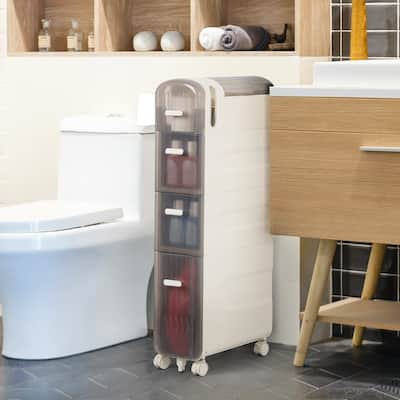 Toilet Paper Holder Storage Cabinet Beside Toilet Storage for Small Bathroom