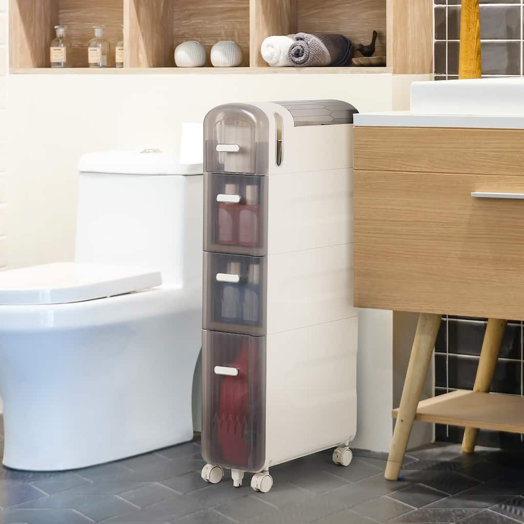 Toilet Paper Holder Storage Cabinet Beside Toilet Storage for Small Bathroom