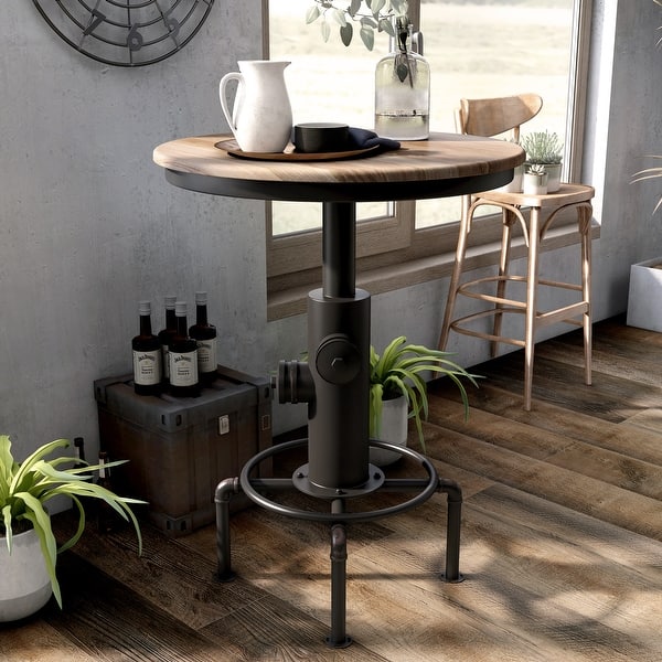 slide 1 of 5, Furniture of America Industrial Black 32-inch Metal Round Bar Table