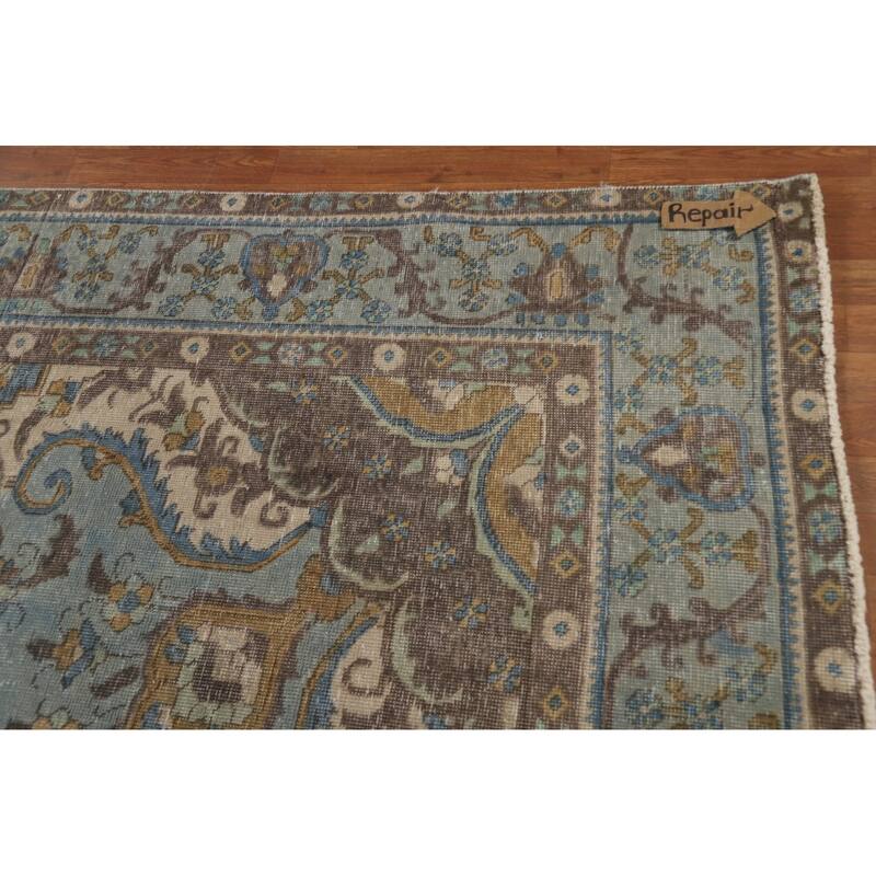Traditional Tabriz Persian Rug Hand-Knotted Floral Wool Carpet - 9'6"x 12'9"
