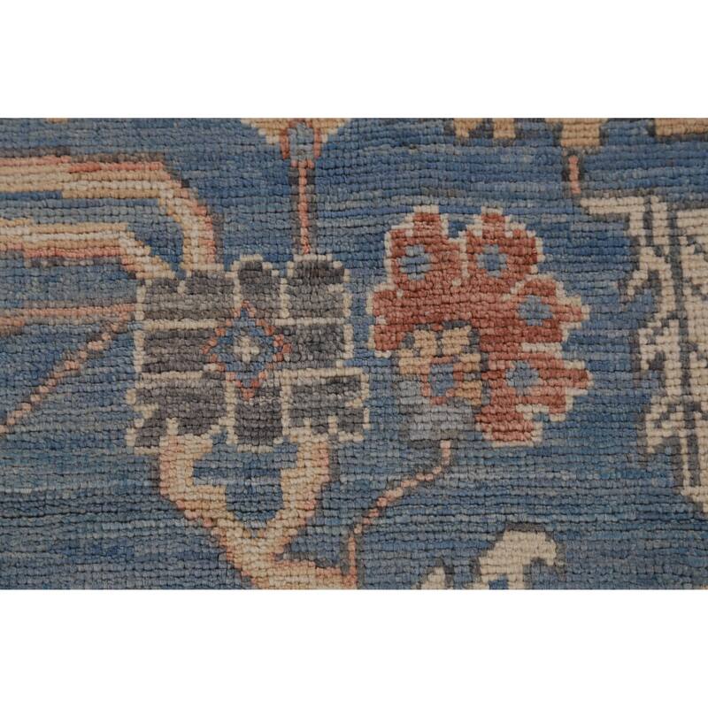 Hand Knotted Oriental 100% Wool Carpet Transitional Medallion Navy Blue & Blues Oushak Area Rug - 14' 6'' X 10' 0''