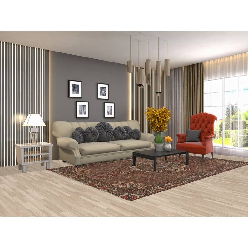 Hand Knotted Oriental 100% Wool Carpet Traditional Tribal Brown Bakhtiari Area Rug - 9' 10'' X 6' 2''