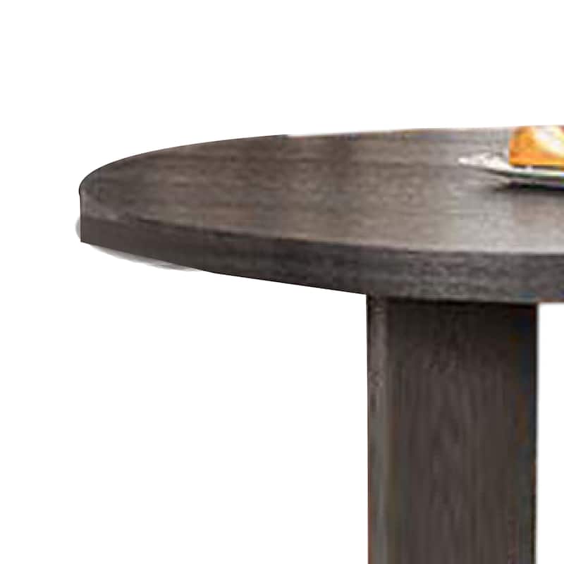 Zoko Round Dining Table, Pedestal Base, Ash Gray, Solid Wood 54 Inch