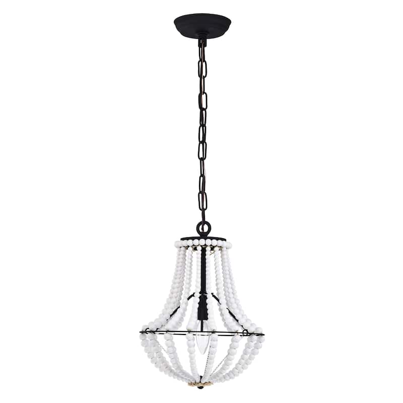 Rosa 11 Inch White Beads Bohemian Pendant Chandelier