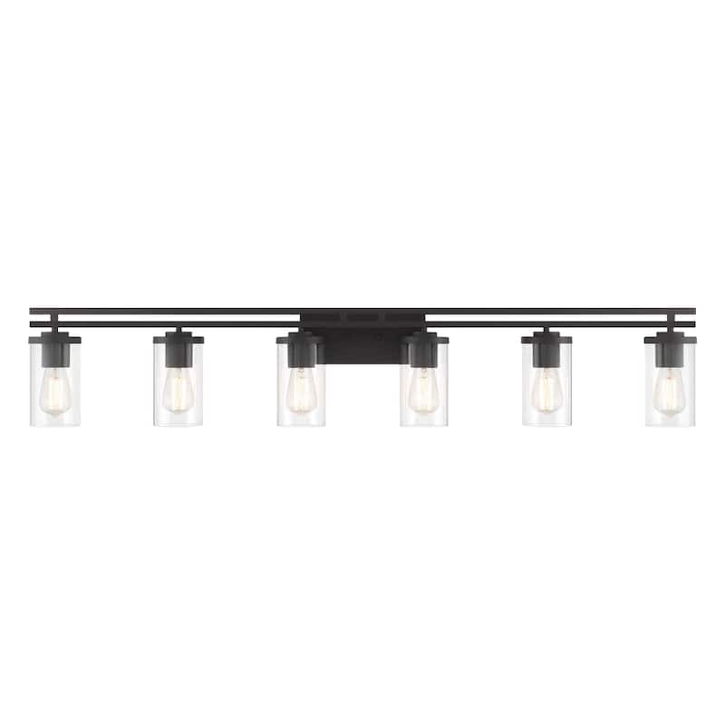 6-light Modern Farmhouse Black Bathroom Vanity Lights with UL Certified - 53''