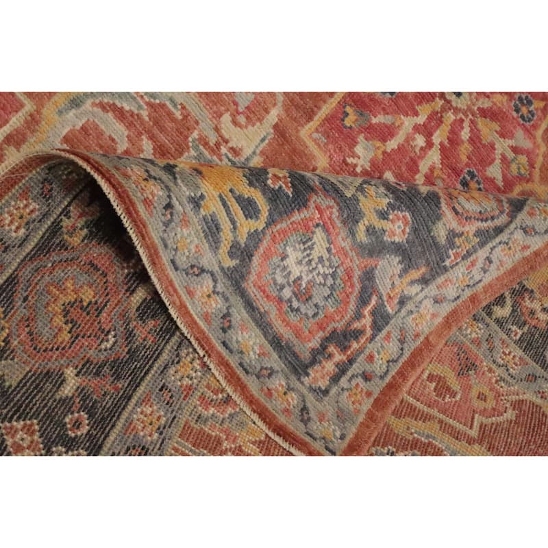 Hand Knotted Oriental 100% Wool Carpet Transitional Floral Oranges & Rust Oushak Area Rug - 6' 10'' X 5' 1''