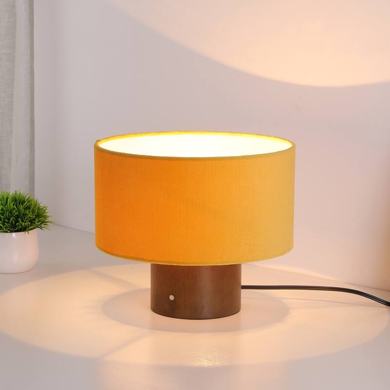 10 in. Modern Small Table Lamp with Corduroy Shade and Touch Switch for Kid Room, Living Room