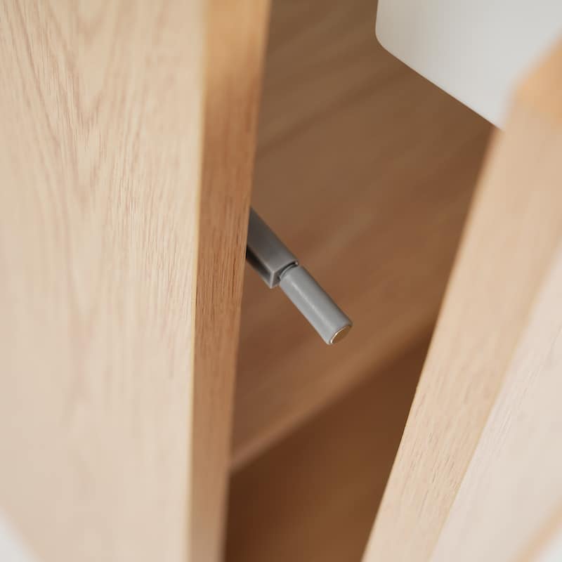 Roomfitters 15.75" Bathroom Vanity with Resin Sink, Adjustable Shelf, Push-to-Open Reversible Door, Wood