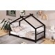 preview thumbnail 18 of 26, Sturdy Pinewood House Bed with Roof, Playful Design & Semi-Enclosed Space for Kids