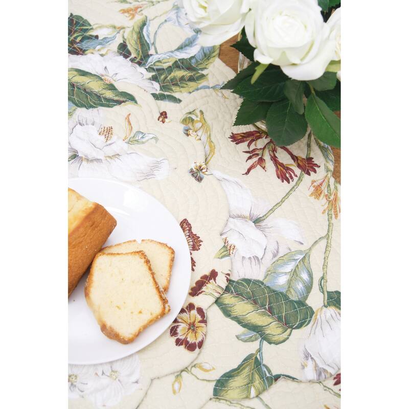 Garden Images Reversible Machine Washable Round Quilt Placemats Set of 6