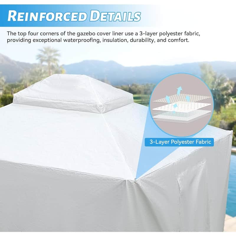 GDFStudio - Harper 10'x12' Universal Waterproof Winter Gazebo Cover with Sidewalls and Mesh Windows - 10x12 FT