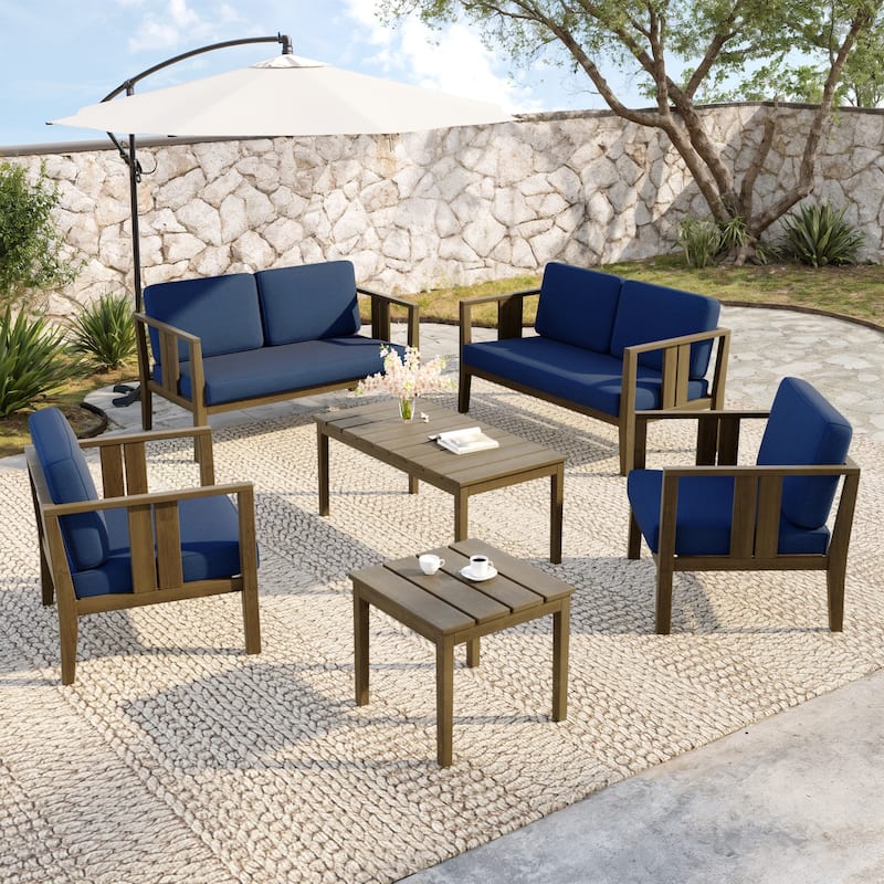 Teak Wood 6-Piece Outdoor Conversation Set with Table