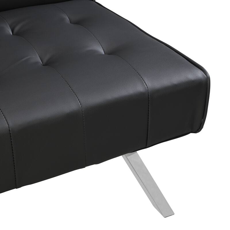 Multifunctional Black Leather Sofa Bed, 67x41x32 inches