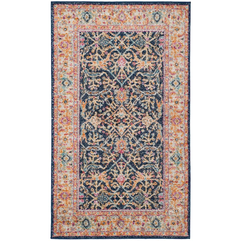 SAFAVIEH Madison Phylis Vintage Boho Oriental Rug - 2' 3" x 4' - Navy/Creme - Runner/Rectangle