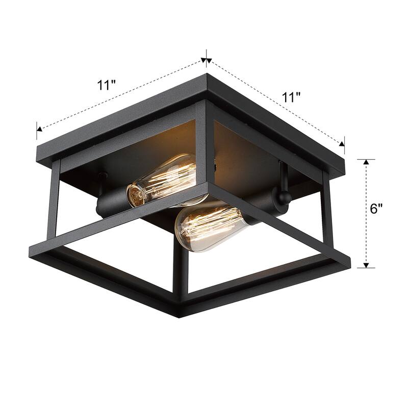 2-Light Flush Mount Ceiling Lights,Black Finish