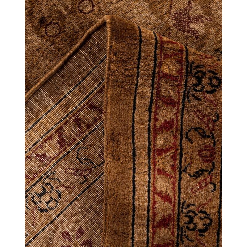 Overton Hand Knotted Wool Vintage Inspired Modern Contemporary Overdyed Brown Area Rug - 8' 2" x 10' 2"