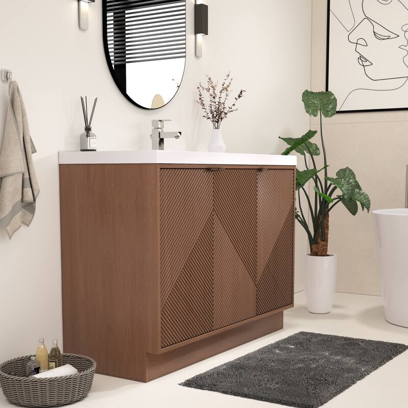 Milano 48" Freestanding Bathroom Vanity with White Acrylic Sink