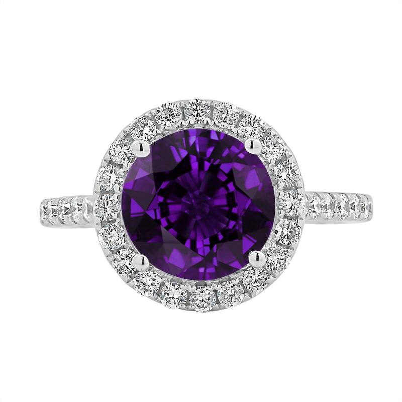 Auriya 2ct Fancy Round Purple Amethyst and Halo Diamond Engagement Ring 5/8ctw 14k Gold