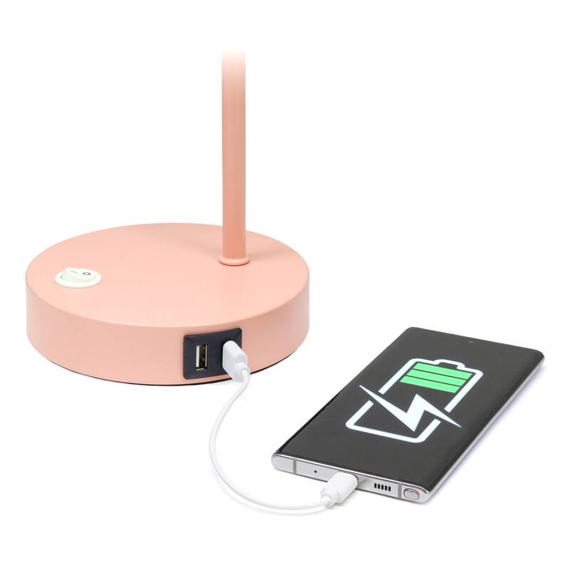 Curved Arm Desk Lamp with Glass Shade - 15.75" - Pink