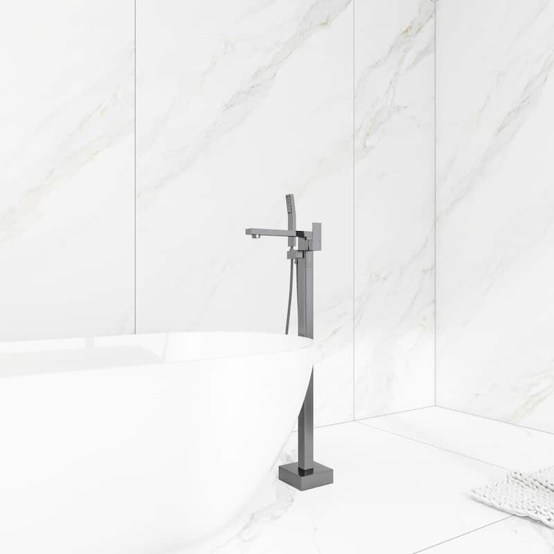 Freestanding Tub Shower Claw Foot Faucet with Handheld Spout - 10"37" - Brushed Nickel