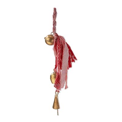 Bell and Tassel Swag Decorative Bells for Christmas - Red Acrylic 12" H x 1.2" L x 1.2" W - Easy Dust Clean