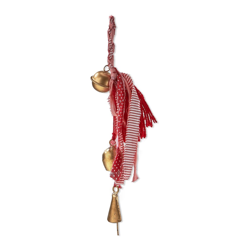 Bell and Tassel Swag Decorative Bells for Christmas - Red Acrylic 12" H x 1.2" L x 1.2" W - Easy Dust Clean
