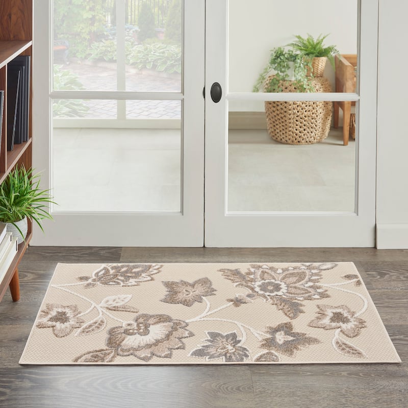 Nourison Aloha Indoor/Outdoor Floral Area Rug - 2'8" x 4' - Beige