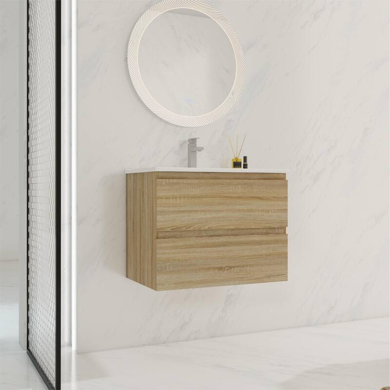 BNK 24"/30"/36'' Single Sink Bathroom Vanity with Two Soft Close Drawers