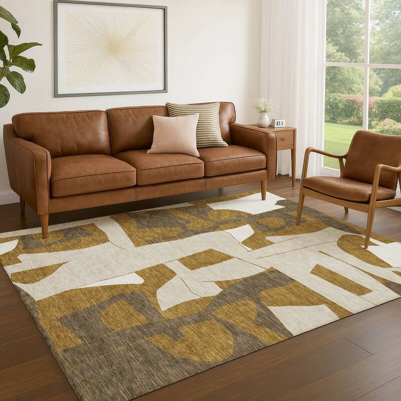 Machine Washable Indoor/ Outdoor Modern Crestone Chantille Rug