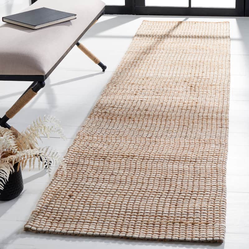 SAFAVIEH Handmade Natural Fiber Yareli Jute & Wool Rug.. - 2'3" x 13' Runner - Natural/Ivory