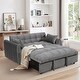 preview thumbnail 1 of 28, 64.96" Velvet Convertible Sofa Bed with Storage Pocket Dark Gray