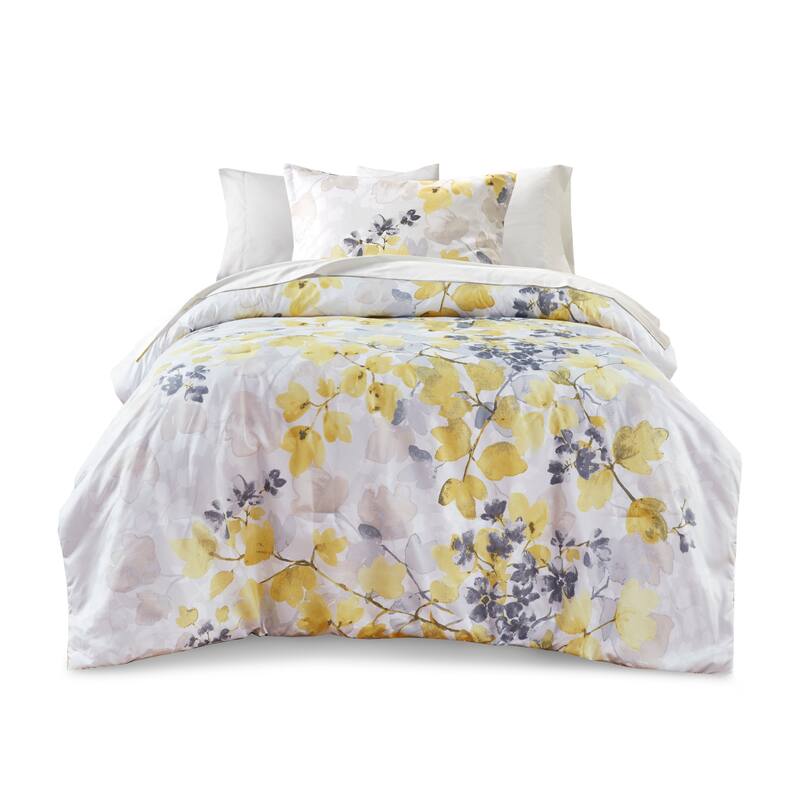 Comforter Set with Bed Sheets Yellow Twin XL