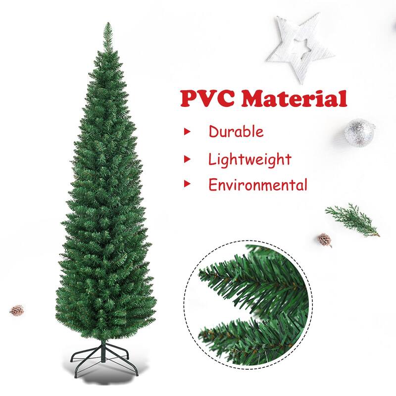 Gymax 6' PVC Artificial Christmas Tree Holiday Decor Slim Pencil Tree