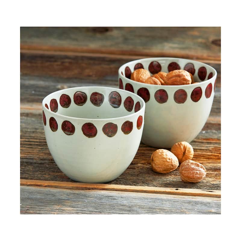 Reactive Glaze Dot Ceramic Bowl Set 31oz Multicolor Dining and Salad Bowls Dishwasher Safe 4h x 5.4l x 5.4w