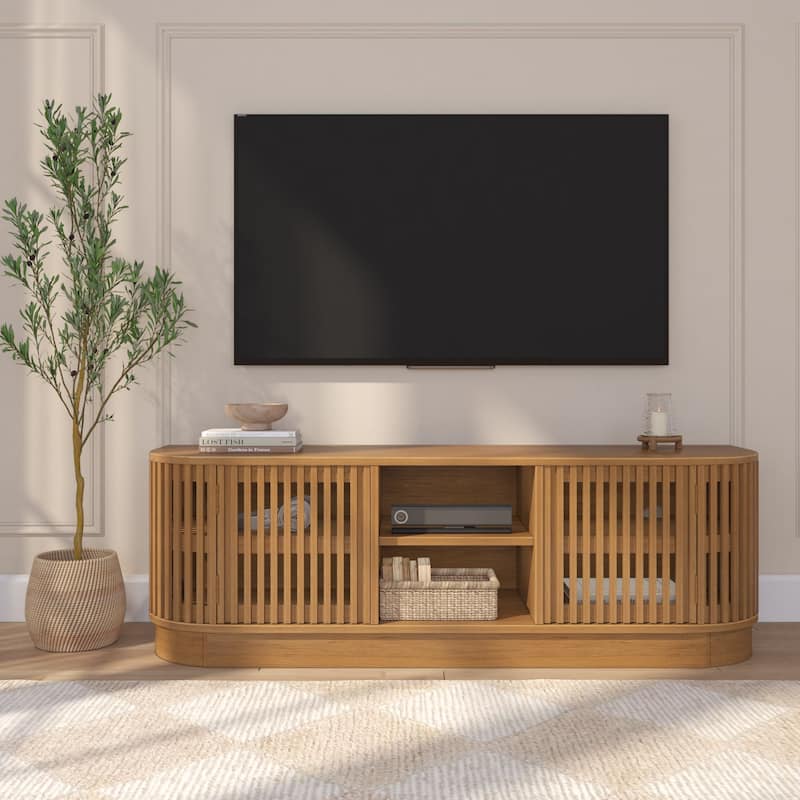 Plank and Beam Contour Curved Mid-Century Modern Sideboard/TV Stand