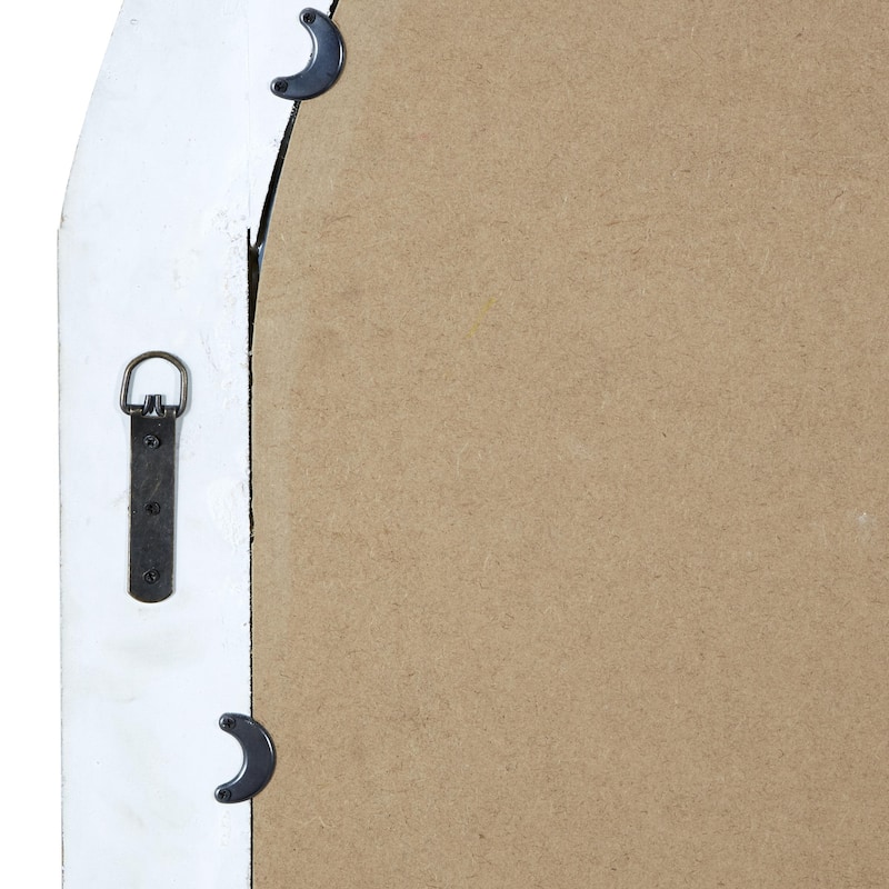 Wood Window Pane Inspired Room Wall Mirror with Arched Top - Cream - Roche River Decor