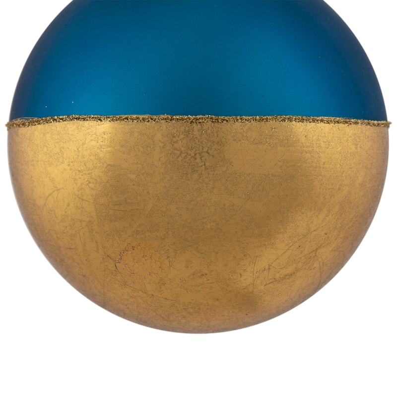 3.5" Blue and Gold Glass Ball Christmas Ornament