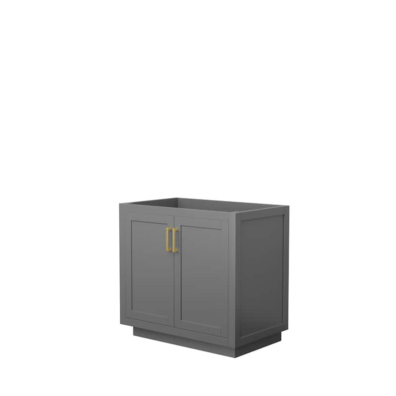 Miranda Single Bathroom Vanity Cabinet, No Mirror - 36-Inch Single - Dark Gray, Brushed Gold Trim, No Top