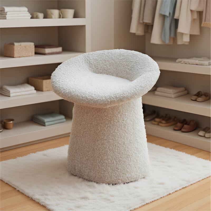 Mordern Fabric Multipurpose Vanity Stool in White